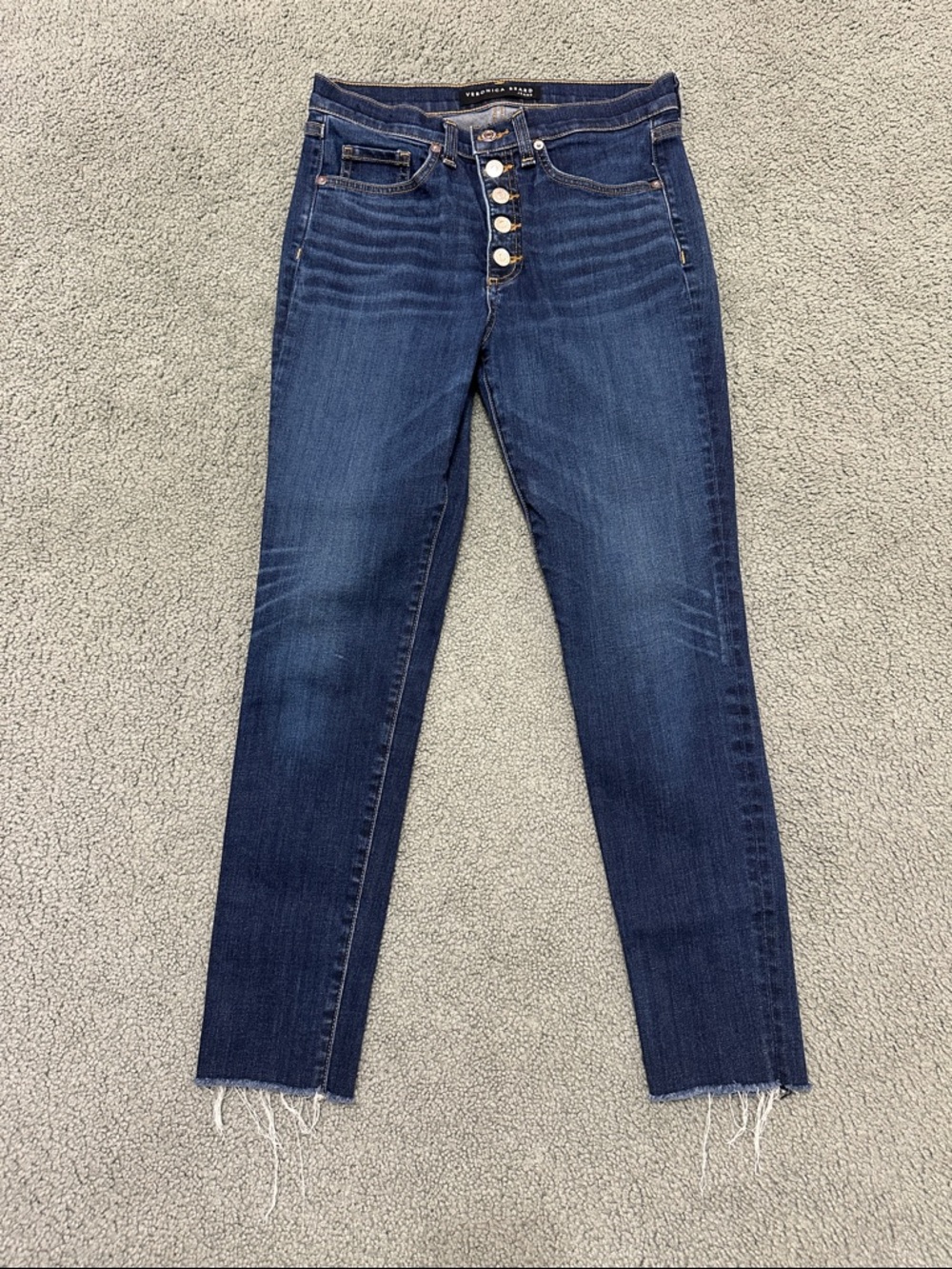 Veronica Beard Jeans Womens 27 / 4 Blue Debbie 10” Skinny Raw Hem Button Fly